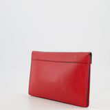 Céline Red Leather and Suede Envelope Pouch Bag with Silver Hardware