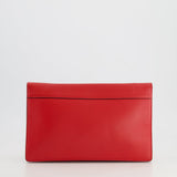 Céline Red Leather and Suede Envelope Pouch Bag with Silver Hardware