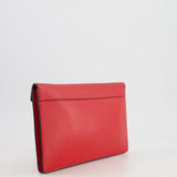 Céline Red Leather and Suede Envelope Pouch Bag with Silver Hardware