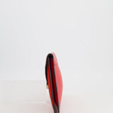 Céline Red Leather and Suede Envelope Pouch Bag with Silver Hardware