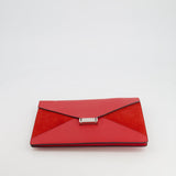 Céline Red Leather and Suede Envelope Pouch Bag with Silver Hardware