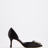 Manolo Blahnik Black Satin High Heel Pump EU 34.5