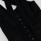 Lanvin Black Maxi Waistcoat Dress with Embellished Button Detail Size FR 34 (UK 6)