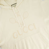 Gucci Cream Tennis Racket Embroidered Hoodie with Logo Detail Size IT 40 (UK 8)