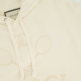 Gucci Cream Tennis Racket Embroidered Hoodie with Logo Detail Size IT 40 (UK 8)