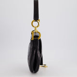 Christian Dior by John Galliano 2000 Black Ostrich Saddle Bag with Gold Hardware