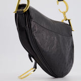 Christian Dior by John Galliano 2000 Black Ostrich Saddle Bag with Gold Hardware