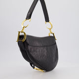 Christian Dior by John Galliano 2000 Black Ostrich Saddle Bag with Gold Hardware