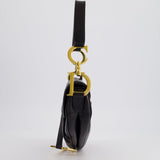 Christian Dior by John Galliano 2000 Black Ostrich Saddle Bag with Gold Hardware