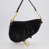 Christian Dior by John Galliano 2000 Black Ostrich Saddle Bag with Gold Hardware