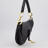 Christian Dior by John Galliano 2000 Black Ostrich Saddle Bag with Gold Hardware