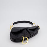 Christian Dior by John Galliano 2000 Black Ostrich Saddle Bag with Gold Hardware