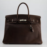 Hermès Birkin 35cm Bag in Chocolate Novillo Leather with Palladium Hardware