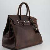 Hermès Birkin 35cm Bag in Chocolate Novillo Leather with Palladium Hardware