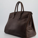 Hermès Birkin 35cm Bag in Chocolate Novillo Leather with Palladium Hardware