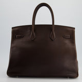 Hermès Birkin 35cm Bag in Chocolate Novillo Leather with Palladium Hardware