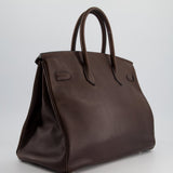 Hermès Birkin 35cm Bag in Chocolate Novillo Leather with Palladium Hardware