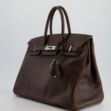 Hermès Birkin 35cm Bag in Chocolate Novillo Leather with Palladium Hardware