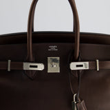 Hermès Birkin 35cm Bag in Chocolate Novillo Leather with Palladium Hardware