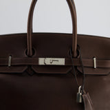 Hermès Birkin 35cm Bag in Chocolate Novillo Leather with Palladium Hardware