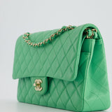 Chanel Mint Green Medium Classic Double Flap in Caviar Leather with Champagne Gold Hardware