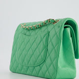 Chanel Mint Green Medium Classic Double Flap in Caviar Leather with Champagne Gold Hardware