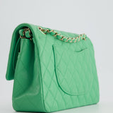 Chanel Mint Green Medium Classic Double Flap in Caviar Leather with Champagne Gold Hardware