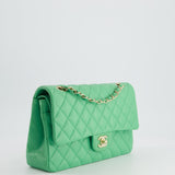 Chanel Mint Green Medium Classic Double Flap in Caviar Leather with Champagne Gold Hardware