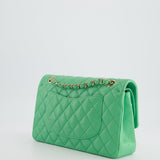 Chanel Mint Green Medium Classic Double Flap in Caviar Leather with Champagne Gold Hardware