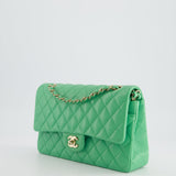 Chanel Mint Green Medium Classic Double Flap in Caviar Leather with Champagne Gold Hardware