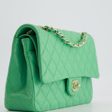 Chanel Mint Green Medium Classic Double Flap in Caviar Leather with Champagne Gold Hardware