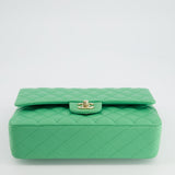 Chanel Mint Green Medium Classic Double Flap in Caviar Leather with Champagne Gold Hardware