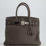 Hermès Birkin Bag 30cm Gris Etain Togo Leather with Palladium Hardware