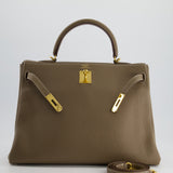 Hermès Kelly 35cm Bag in Etoupe Togo Leather with Gold Hardware