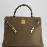 Hermès Kelly 35cm Bag in Etoupe Togo Leather with Gold Hardware