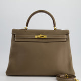 Hermès Kelly 35cm Bag in Etoupe Togo Leather with Gold Hardware