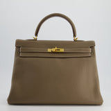 Hermès Kelly 35cm Bag in Etoupe Togo Leather with Gold Hardware