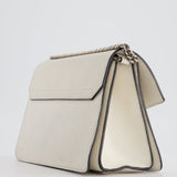 Givenchy White GV3 Quilted Shoulder Bag in Lambskin Leather with Silver Hardware