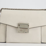 Givenchy White GV3 Quilted Shoulder Bag in Lambskin Leather with Silver Hardware