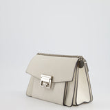 Givenchy White GV3 Quilted Shoulder Bag in Lambskin Leather with Silver Hardware