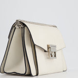 Givenchy White GV3 Quilted Shoulder Bag in Lambskin Leather with Silver Hardware