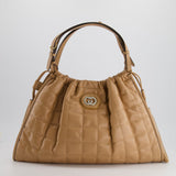 Gucci Beige Quilted Leather Shoulder Bag Dual Tone Hardware and Leather Tassels