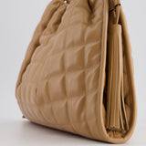 Gucci Beige Quilted Leather Shoulder Bag Dual Tone Hardware and Leather Tassels