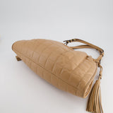 Gucci Beige Quilted Leather Shoulder Bag Dual Tone Hardware and Leather Tassels