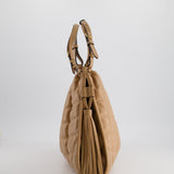 Gucci Beige Quilted Leather Shoulder Bag Dual Tone Hardware and Leather Tassels