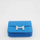 Hermès Constance III Mini 18cm Bag in Bleu Frida Chèvre Chamkila Leather with Palladium Hardware