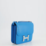 Hermès Constance III Mini 18cm Bag in Bleu Frida Chèvre Chamkila Leather with Palladium Hardware