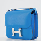 Hermès Constance III Mini 18cm Bag in Bleu Frida Chèvre Chamkila Leather with Palladium Hardware