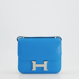 Hermès Constance III Mini 18cm Bag in Bleu Frida Chèvre Chamkila Leather with Palladium Hardware