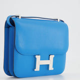 Hermès Constance III Mini 18cm Bag in Bleu Frida Chèvre Chamkila Leather with Palladium Hardware